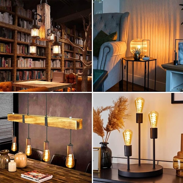 LED E27 Retro Spiral Keramikglödtråd, Dimbar E27 Retrolampa 4W Varmvitt, Mjukt Ljus, E27 Retro Edison Bärnstenslampa för Vardagsrum, Sovrum