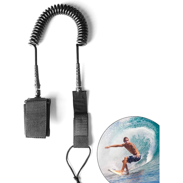 Surf SUP-brädleash, 7 mm TPU-spiralformad stand up paddle-brädleash och surfbrädleash, vadderad fotledsstrop benrem