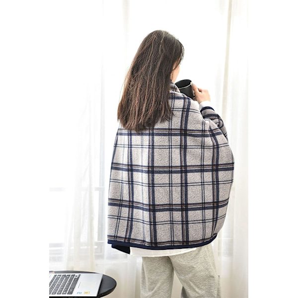 Varmt bærbart tæppe, poncho-tæppe med knapper, behageligt fleece-kramme-tæppe, 80x130cm