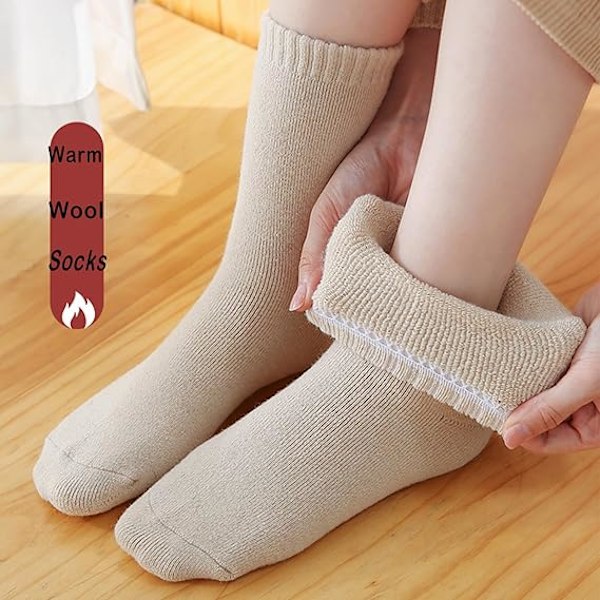5 Par Damsockor, Tjocka Vintersockor, Mysiga Sockor, Mjuka Andningsbara Sockor