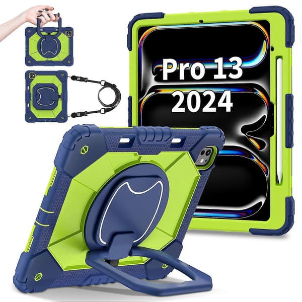 iPad Pro 13 (2024) -jalustakotelo silikoni+PC-tablettisuojus