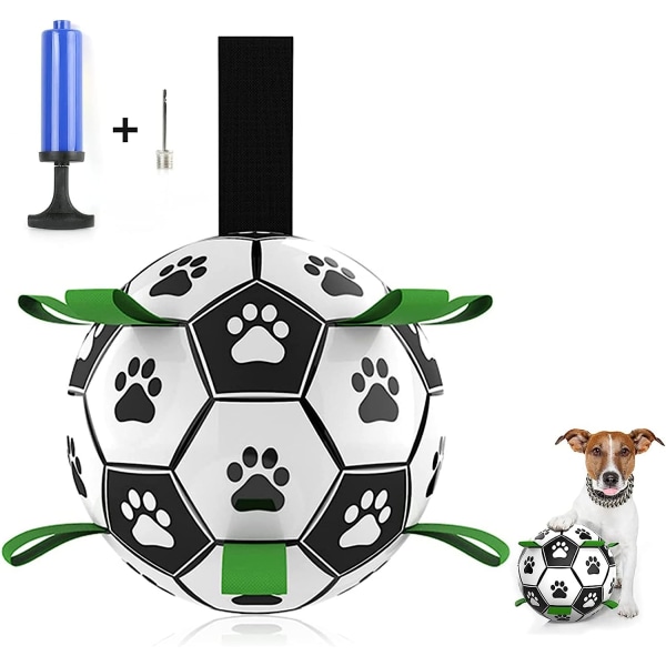 Julhundleksak, interaktiva julhundfotbollsleksaker med flikar för hämtning och bogsering. Slitstark leksaksboll för medelstora och små hundar
