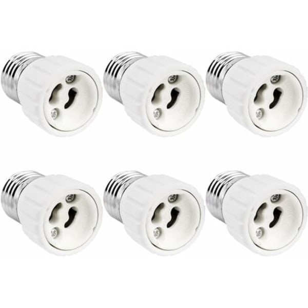 E27-GU10-sovitin, 220V, E27 GU10 -sovitinadapteri LED-lampuille, halogeeni- ja CFL-lampuilla, keraaminen sovitin, 6 kpl