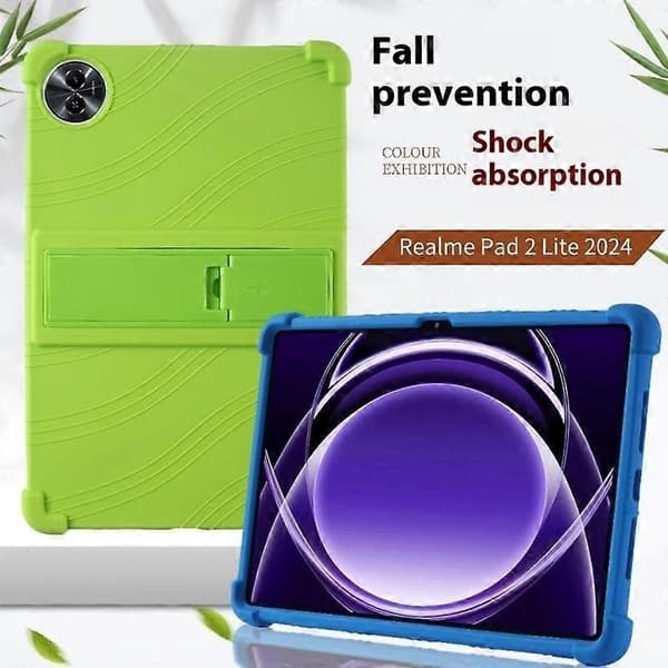 För Realme Pad 2 Lite Silikonfodral med Ställ Robust Skydd - Mörkblå