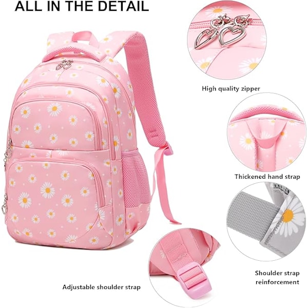 Koulureppu teini-ikäisille koululaukut lasten reput tytöille pojille 3 kpl reppusetti lounaslaukku + penaali Pink