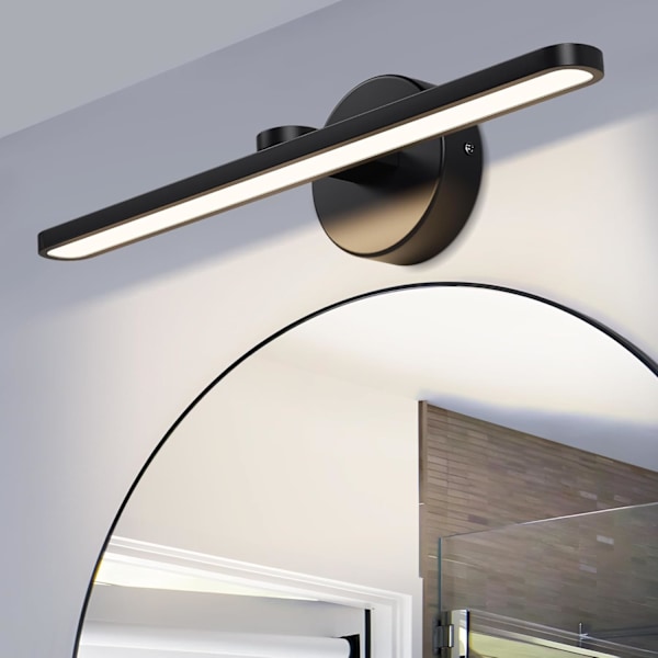 LED-badrumsbelysning, 50 cm väggmonterade lampor, 14 W 3000 K matt svart IP44 sminkningsspegellampa