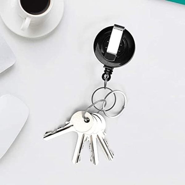 10-pack infällbar nyckelring Utdragbar nyckelbandsbricka Rullehållare utdragbar nyckelring Kraftig nyckelband