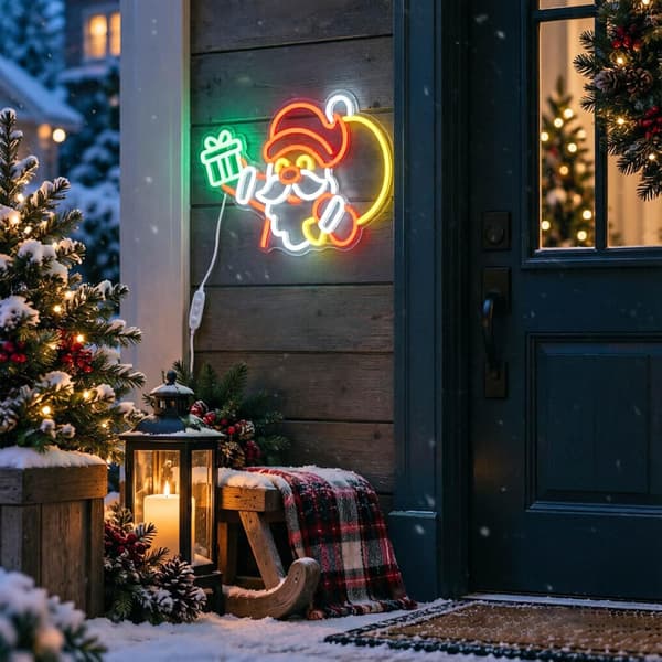 Jul Snögubbe Neonskylt, Jul Neonskyltar för Väggdekor, PS Plast Jul Snögubbe Neonskylt med USB-driven LED-lampa