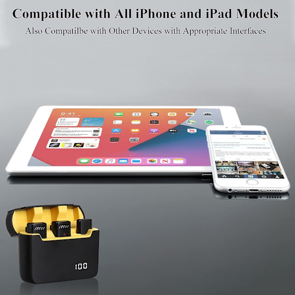 Trådløs Lavalier-mikrofon til iPhone iPad med opladningsetui Lapel Mini-mikrofon Podcast-mikrofon til videooptagelse