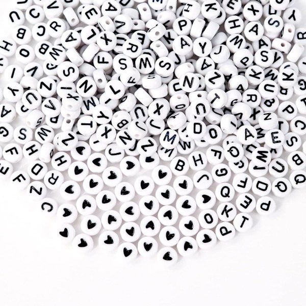 400 stk. bogstavperler - alfabetperler til armbånd og nøgleringe