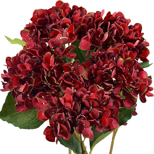 5 stk. kunstige silkehortensiaer, blomsterdekoration 47 cm Big red