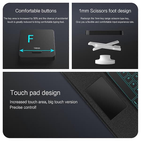 OnePlus Pad Go -nahkakotelo + Bluetooth-näppäimistö taustavalolla ja kosketuslevyllä