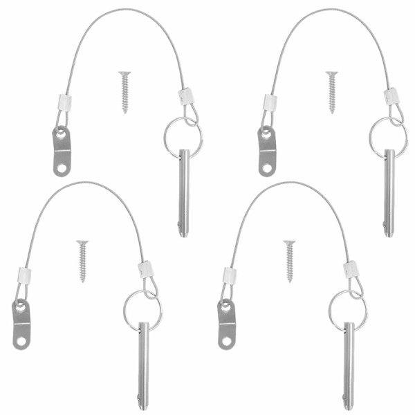 Sæt med 4 hurtigstik, 6,3 mm øverste stiftpinddiameter, 51 mm samlet længde, 40 mm effektiv længde med 316 rustfrie stålkabler