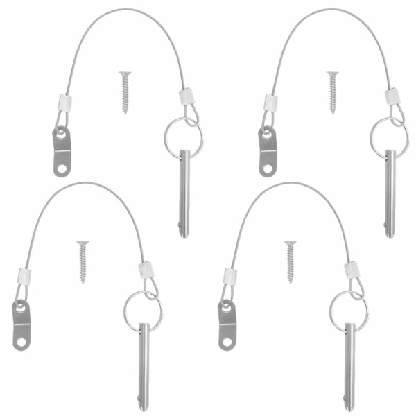 Sats med 4 snabbfrigöringsstift, 6,3 mm toppstiftdiameter, 51 mm total längd, 40 mm effektiv längd med 316 rostfria stålkord
