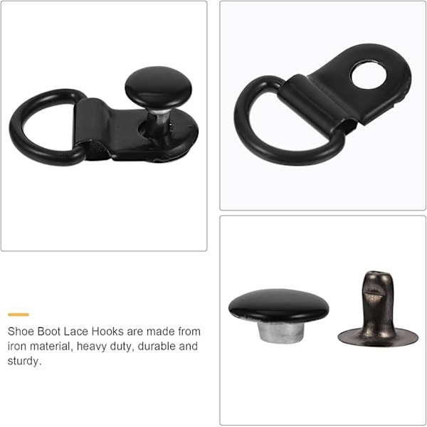 Snørebåndsspænder, snørebåndstilbehør, snørebåndskroge Matt black