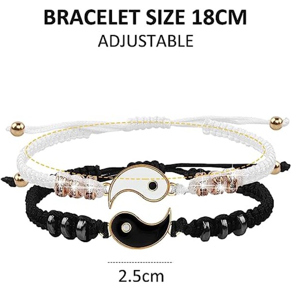 4 Yin Yang justerbar snor armbånd, Yin Yang par armbånd, matchende Yin Yang bedste ven armbånd