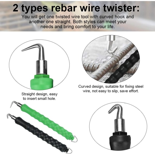 2-delt rebar-binder automatisk trekkbinder semi-automatisk teleskopisk krok betong metall rebar-binder verktøy