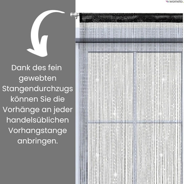 Stränggardin för dörr 200*95cm, Tvättad, Monokrom, i Många Färger gris