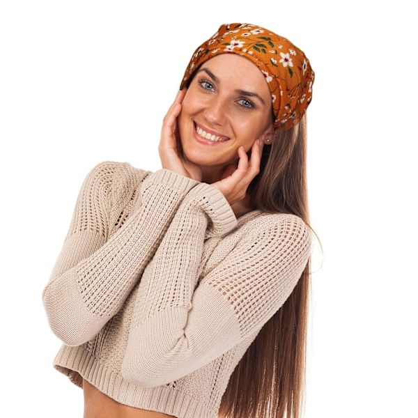 6 stk. Blomstrede elastiske hårbånd, tørklæde, pandebånd, chiffon hovedtørklæde, trykt turban