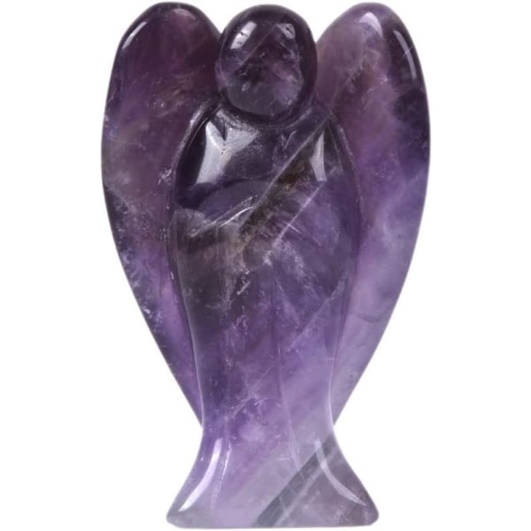 Ristade ametist ädelsten Peace Angel Pocket Guardian Angel Healing Statue 1,5 tum