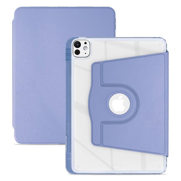 Etui til iPad Pro 13 (2024) PU Læder+Akryl+TPU Roterende Klar Tablet Cover Auto Væk/Sov
