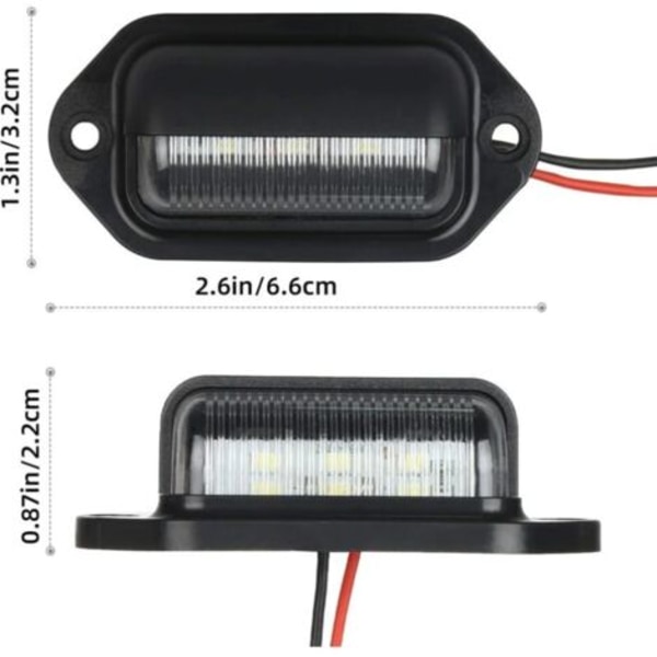 2-pack LED-skyltbelysning Vattentät 6 LED-bakskyltbelysning för 12V/24V lastbil skåpbil släpvagn bil husvagn