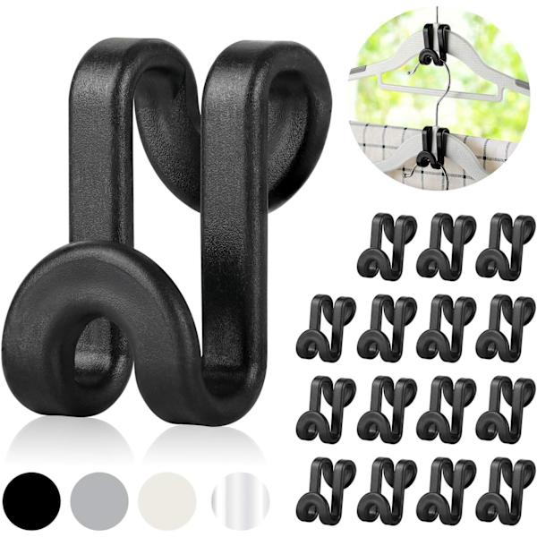 Klädhängare Connector Hooks, 20 st Flerskikts Kaskade Hängare Hooks, Plast Heavy Duty Kaskade Mini Hooks för Space Saver, Svart