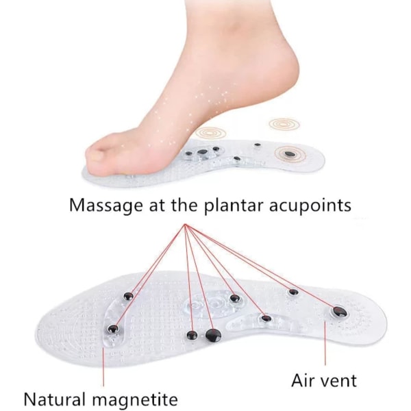 Unisex magnetiska bantningsskor Gelinnersula Terapi Zonterapi Akupunktur Massage Plantering Acupoint Health Innersula (Medium UK 7 till 9 EU 41 till 43)