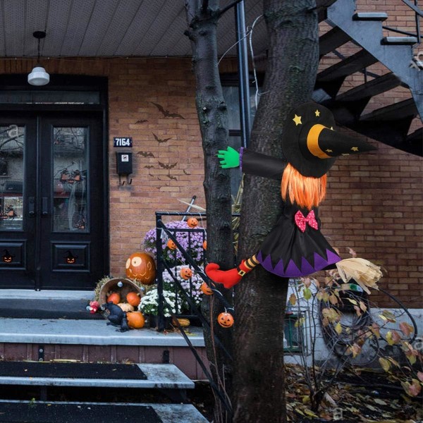 Crashing Witch into Tree Halloween-dekoration, Crashed Witch Rekvisita Hängande Halloween-häxdekorationer