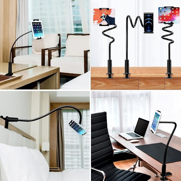 Svanehals Telefonholder, Sammenleggbar Nettbrett- og Smartphoneholder - 360° Fleksibel Arm, Total Lengde 75cm