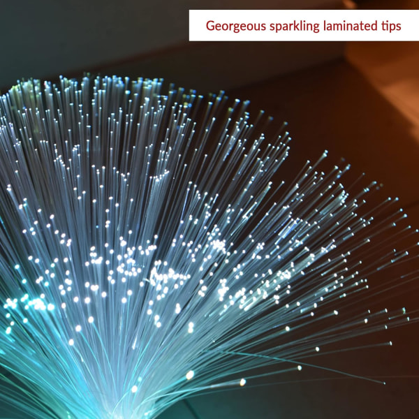 Fiberoptisk lampe - Skiftende farve roterende LED fiberoptisk bordlampe - Batteridrevet lampe - til soveværelse, boligindretning