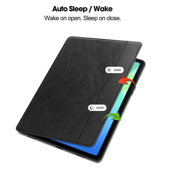 For Samsung Galaxy Tab S10 FE/S9 FE Deksel Støtsikkert Lær Auto Våkne/Sovnettbrett Stativdeksel