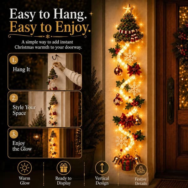 DIY Lysende Jule-dørhenger, Innendørs Utendørs Dører Vegger Julepeisdekor Festlige Lysdesign med Varm Glød, Stil E Style E