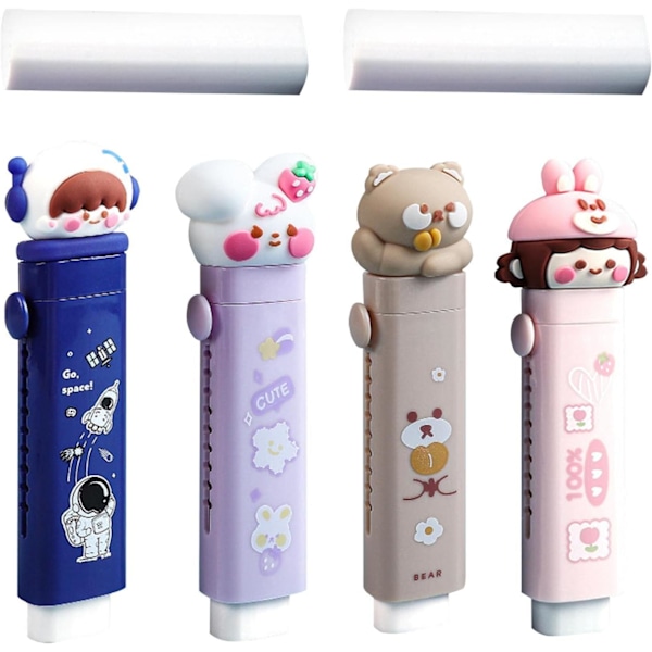 Söpöjä Kumi Kynänpyyhkijöitä, Vetäviä, Kawaii Kirjatarvikkeita, Vaihdettavilla Kumi Pyyhkijöillä, Piirretty Kumi Kynänpyyhkijä, Söpöjä Tavaroita, Koulu Tarvikkeita
