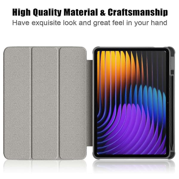 Fodral för Xiaomi Pad 7 Pro/Pad 7 Tri-fold Ställ PU Läder+TPU+Transparent PC Baksida - Grå