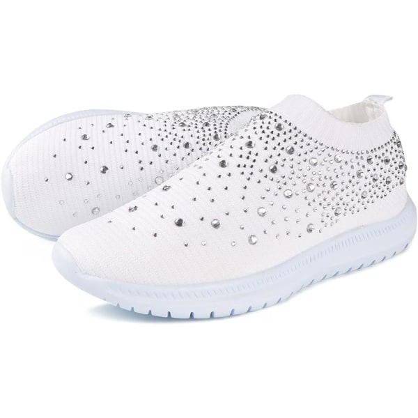 Kristall Andas Ortopediska Slip On Walking Skor för kvinnor, Ultralätt Andningsbara Arch Support Sneakers, 41