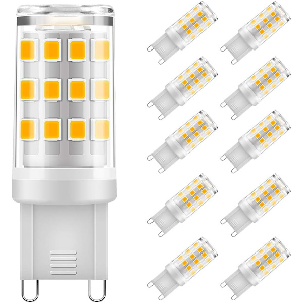 G9 LED-pære, 3W svarende til 30W G9 halogen, 300LM, varm hvid 3000K, flimmerfri, AC 220V, IKKE-dæmpbar, 10-pak [Energiklasse F]