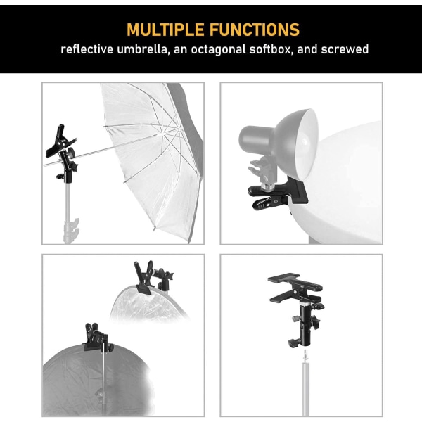 1PAKKE med paraplyreflektorholder, hunnskrue-adaptertråd i messing og 5/8\" lysstativfeste for reflektor