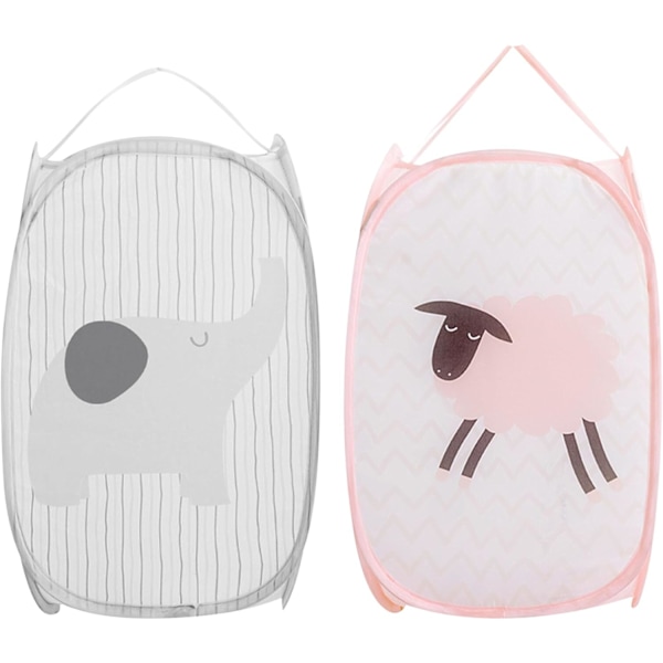 2-pack hopfällbara tvättkorgar, Pop-Up Mesh tvättkorg, hopfällbar tvättkorg, tvättkorg med handtag, 50*30*30cm