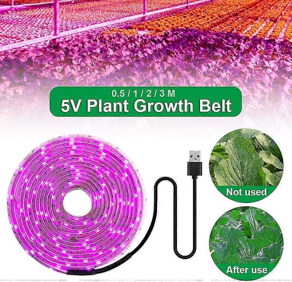 LED Plantelys 5v, Fullspektrum 2835 Smd (2m, Vanntett)