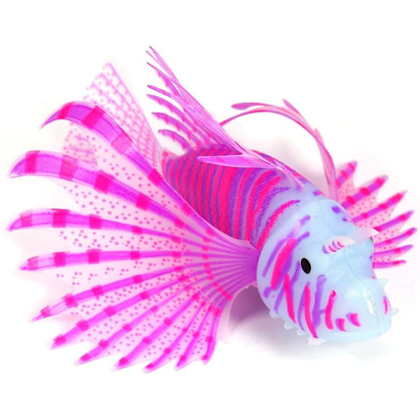 Kunstig Silikon Plast Lionfish Lysende Simulering Dyr Fluorescens Lion Fish Akvarium Ornamenter 3D Akvarium Dekorasjoner