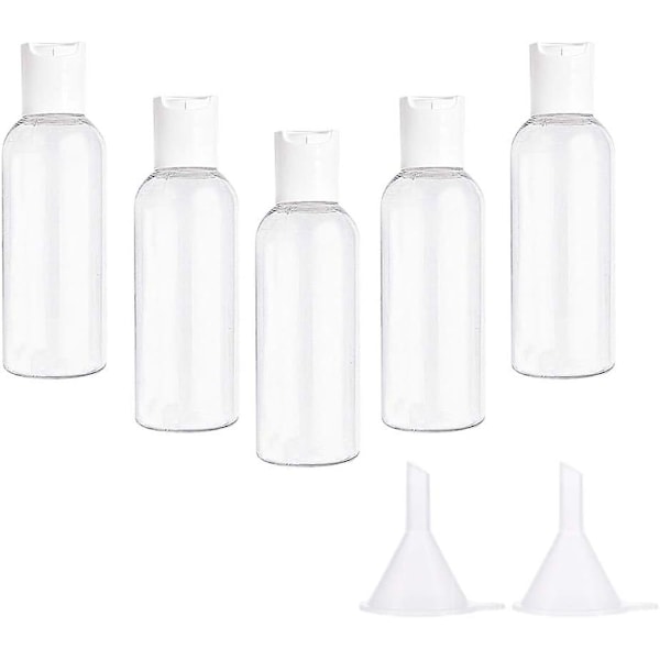 5pcs 100ml Clear Plastic Bottles - Refillable Travel Bottles Set With Funnels