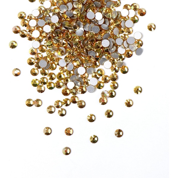1440 stk. limfiks krystal flade rhinestones glassten til neglekunst, kunsthåndværk dekorationer tøj sko Metallic Sunshine 1440pcs