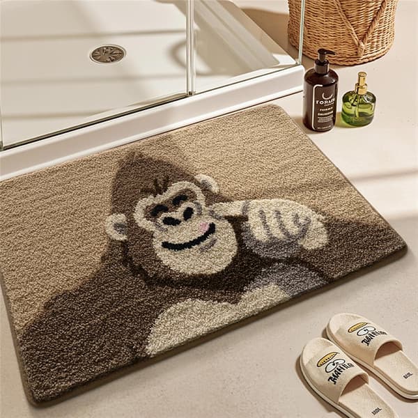 Dyrebade matte 50 x 80 cm, ekstra myk og absorberende, gorilla, mikrofiberoverflate, sklisikker bakside, vaskbare tepper Gorilla