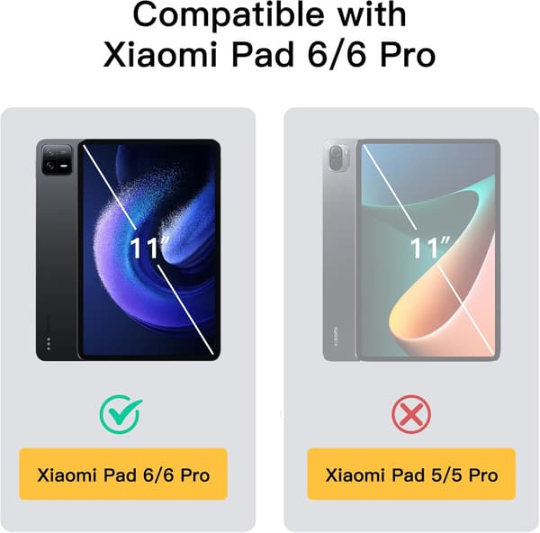 Xiaomi Mi Pad 6/6 Pro (11-tommer, 2023 model, 6. generation), slankt stativ, hårdt bagsidecover (sort)
