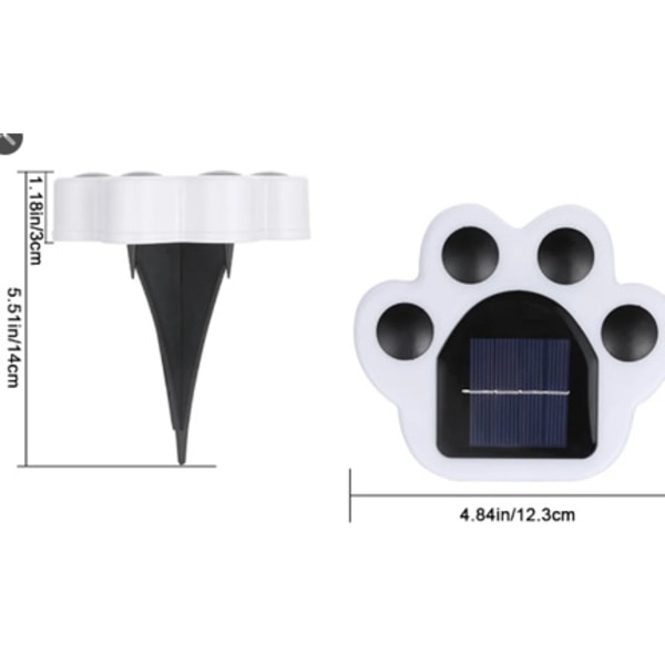 Solarlampa för utomhusbruk - 4 LED-lykta - 7,6 cm - Hundtassavtryck - Kallvitt