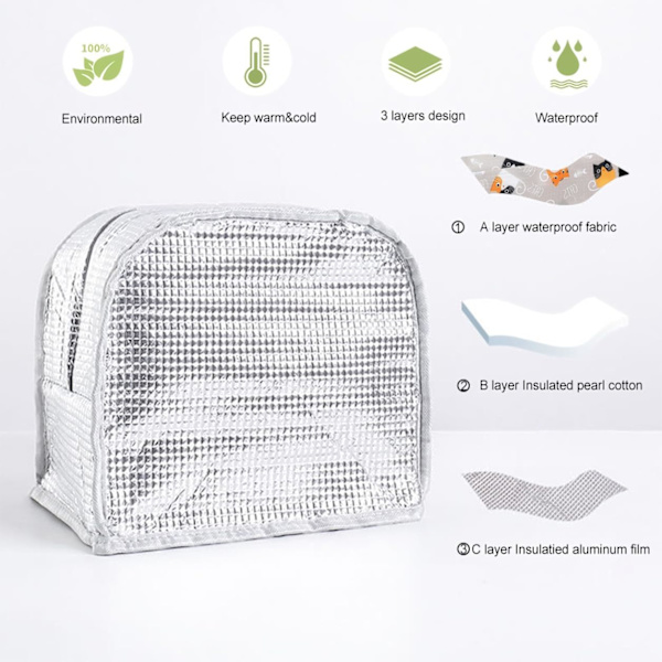 Isolerad lunchväska Tote Bag för kvinnor Bred öppen isolerad kylväska Vattentålig termisk läckagesäker lunchorganisatör för utomhuspicknickarbete (katt)