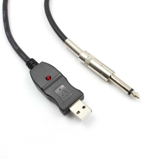 3 meter USB-gitarrkabel 6,3 mm Jack till USB-anslutning Instrumentkabeladapter