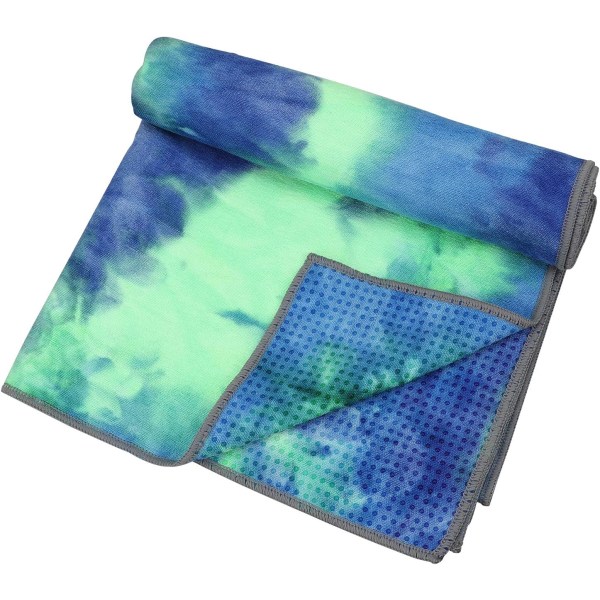 Yogahåndklær, sklisikre håndklær for hot yoga med vaffeltekstur, 100 % absorberende og luktfrie mikrofiber yogatepper, 24 tommer x 72 tommer mattehåndkle Bule & Green 24 inchx72 inch