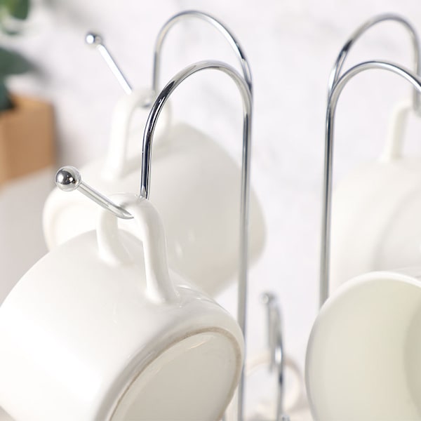 Stiligg 6/8 Kopper ELLER Banan Muggtre Chrome Tråd Stativ Holder for Hjem BAR Restauranter (8 Kopper Tre)